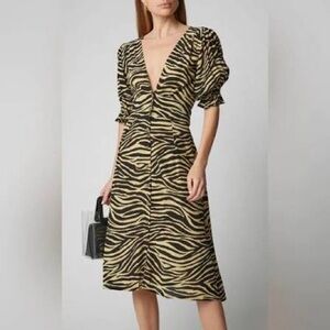 Faithfull the Brand Rafa Zebra Print Midi Dress